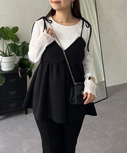 prose verse（プロズヴェール）の「袖シアードットリブロンＴ（Tシャツ/カットソー・レディース・オフホワイト/ブラック・LARGE/MEDIUM）」の6枚目の写真