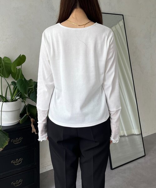 prose verse（プロズヴェール）の「袖シアードットリブロンＴ（Tシャツ/カットソー・レディース・オフホワイト/ブラック・LARGE/MEDIUM）」の19枚目の写真