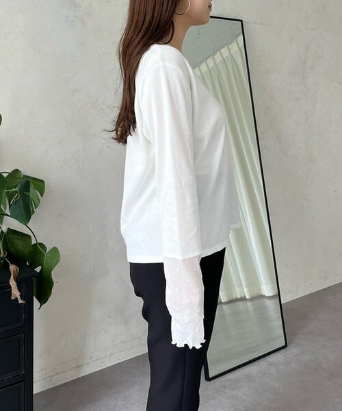 prose verse（プロズヴェール）の「袖シアードットリブロンＴ（Tシャツ/カットソー・レディース・オフホワイト/ブラック・LARGE/MEDIUM）」の21枚目の写真