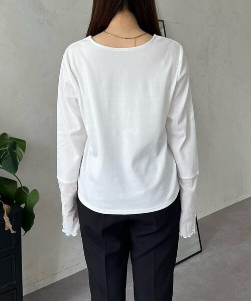 prose verse（プロズヴェール）の「袖シアードットリブロンＴ（Tシャツ/カットソー・レディース・オフホワイト/ブラック・LARGE/MEDIUM）」の22枚目の写真