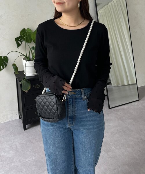 prose verse（プロズヴェール）の「袖シアードットリブロンＴ（Tシャツ/カットソー・レディース・オフホワイト/ブラック・LARGE/MEDIUM）」の15枚目の写真