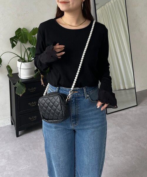 prose verse（プロズヴェール）の「袖シアードットリブロンＴ（Tシャツ/カットソー・レディース・オフホワイト/ブラック・LARGE/MEDIUM）」の16枚目の写真