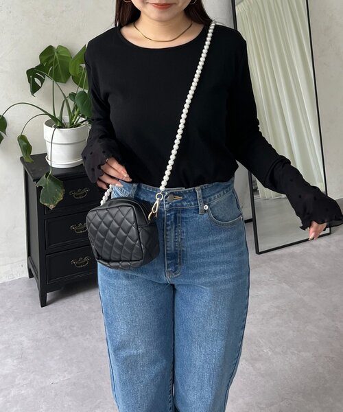 prose verse（プロズヴェール）の「袖シアードットリブロンＴ（Tシャツ/カットソー・レディース・オフホワイト/ブラック・LARGE/MEDIUM）」の18枚目の写真