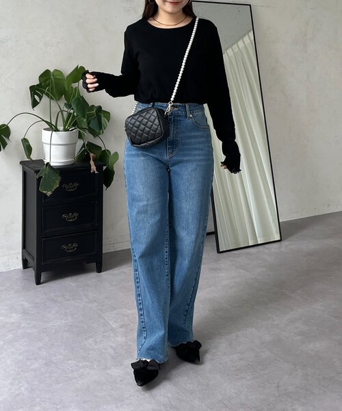 prose verse（プロズヴェール）の「袖シアードットリブロンＴ（Tシャツ/カットソー・レディース・オフホワイト/ブラック・LARGE/MEDIUM）」の11枚目の写真