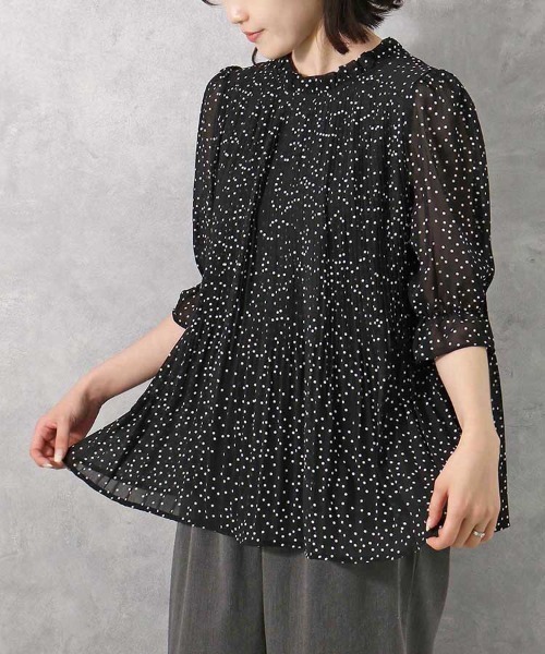 Bleu Bleuet(ブルーブルーエ)の「【ZOZO限定】2WAYハーフスリーブブラウス(シャツ/ブラウス・レディース・ドット/オフホワイト・FREE)」の21枚目の写真