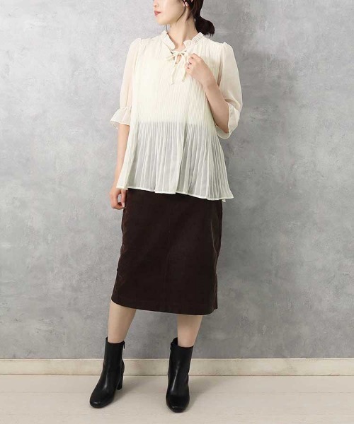 Bleu Bleuet(ブルーブルーエ)の「【ZOZO限定】2WAYハーフスリーブブラウス(シャツ/ブラウス・レディース・ドット/オフホワイト・FREE)」の14枚目の写真
