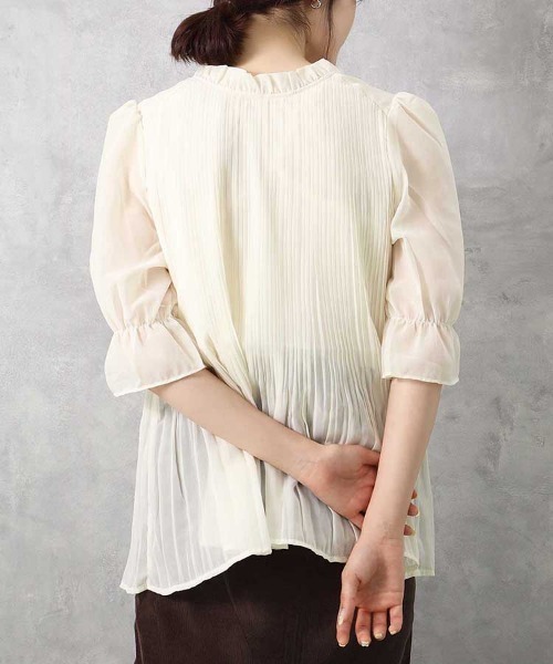 Bleu Bleuet(ブルーブルーエ)の「【ZOZO限定】2WAYハーフスリーブブラウス(シャツ/ブラウス・レディース・ドット/オフホワイト・FREE)」の11枚目の写真