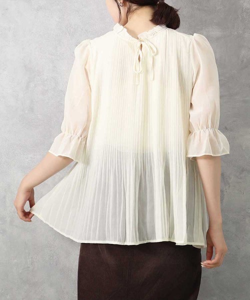 Bleu Bleuet(ブルーブルーエ)の「【ZOZO限定】2WAYハーフスリーブブラウス(シャツ/ブラウス・レディース・ドット/オフホワイト・FREE)」の8枚目の写真