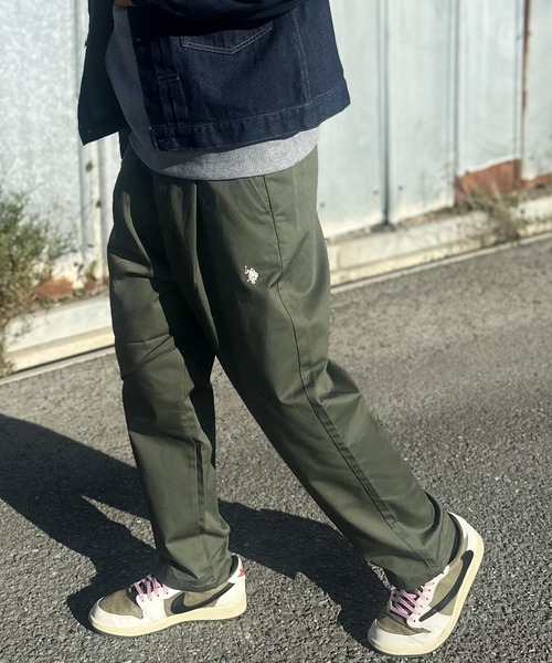 U.S. POLO ASSN.(ユーエスポロアッスン)の「U.S. POLO ASSN. /ユーエスポロアッスン ワンポイント ロゴ 刺繍 デニム & ツイル バルーン ワイドパンツ(デニムパンツ・メンズ・ブラック/ベージュ/ブルー/カーキ/サックスブルー/ケミカルウォッシュ/ブラック系・LL/M/L)」の1枚目の写真