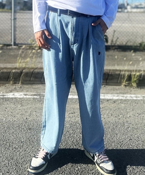 U.S. POLO ASSN.(ユーエスポロアッスン)の「U.S. POLO ASSN. /ユーエスポロアッスン ワンポイント ロゴ 刺繍 デニム & ツイル バルーン ワイドパンツ(デニムパンツ・メンズ・ブラック/ベージュ/ブルー/カーキ/サックスブルー/ケミカルウォッシュ/ブラック系・LL/M/L)」の5枚目の写真