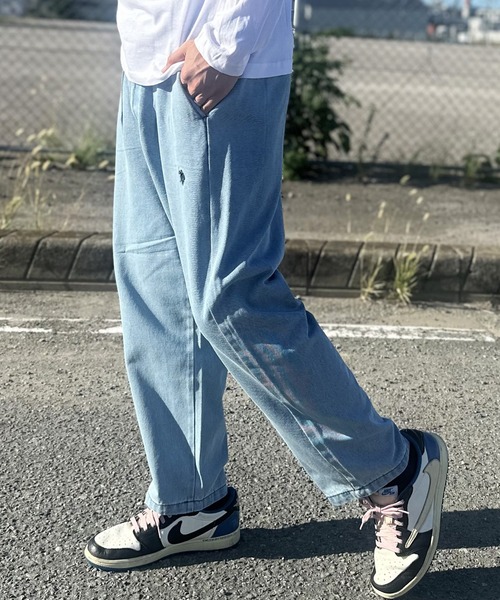 U.S. POLO ASSN.(ユーエスポロアッスン)の「U.S. POLO ASSN. /ユーエスポロアッスン ワンポイント ロゴ 刺繍 デニム & ツイル バルーン ワイドパンツ(デニムパンツ・メンズ・ブラック/ベージュ/ブルー/カーキ/サックスブルー/ケミカルウォッシュ/ブラック系・LL/M/L)」の22枚目の写真