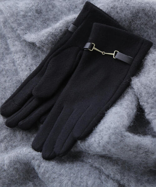 NATURAL BEAUTY BASIC（ナチュラルビューティーベーシック）の「◇ビットモチーフジャージグローブ（手袋・レディース・ダークブラウン/オフホワイト/ブラック・FREE）」の4枚目の写真