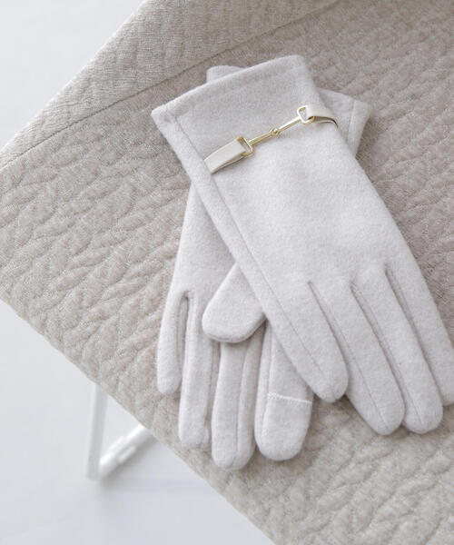 NATURAL BEAUTY BASIC（ナチュラルビューティーベーシック）の「◇ビットモチーフジャージグローブ（手袋・レディース・ダークブラウン/オフホワイト/ブラック・FREE）」の2枚目の写真