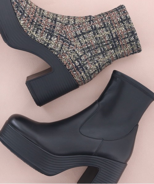 あしながおじさん（アシナガオジサン）の「厚底レトロブーツ　1310275（ブーツ・レディース・ブラック/マルチ・22.5cm/23cm/23.5cm/24cm/24.5cm）」の5枚目の写真