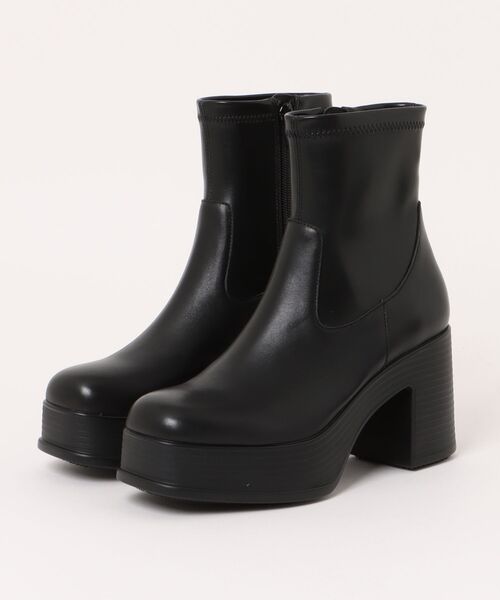 あしながおじさん（アシナガオジサン）の「厚底レトロブーツ　1310275（ブーツ・レディース・ブラック/マルチ・22.5cm/23cm/23.5cm/24cm/24.5cm）」の3枚目の写真