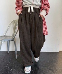 DOUBLE NAME | ストライプツイード ダブルウエストパンツ(その他パンツ)