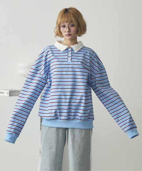 mul.(ムル)の「ボーダーポロシャツ(ポロシャツ・レディース・ピンク/ブルー・FREE)」の13枚目の写真