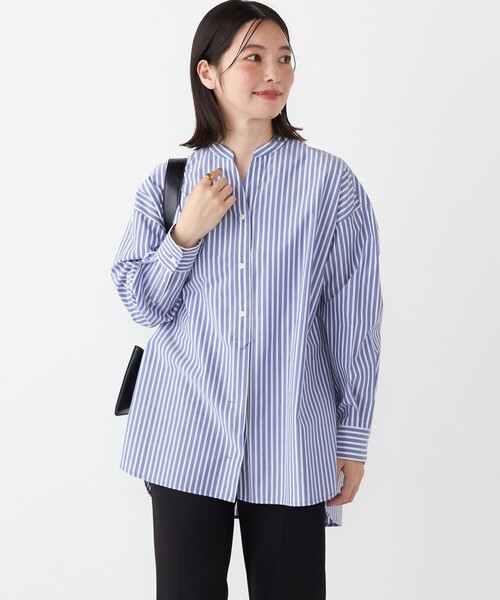 セール】SHIPS Colors:〈洗濯機可能〉TC ストライプ スキッパー シャツ