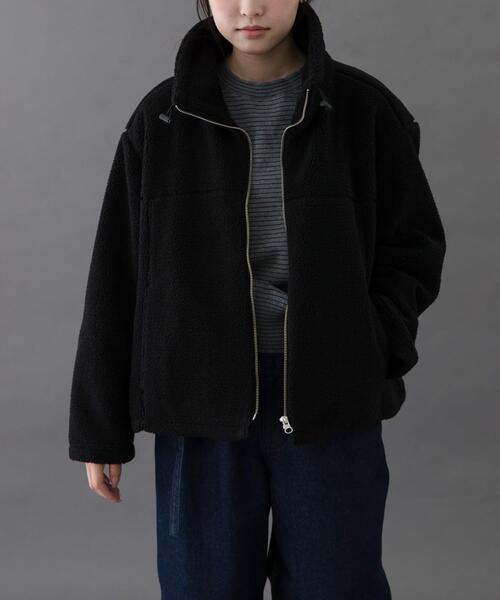 FORK&SPOON（フォークアンドスプーン）の「FORK&SPOON　スタンドカラーボアブルゾン（ブルゾン・レディース・ブラック/ベージュ・1）」の3枚目の写真