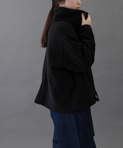 FORK&SPOON（フォークアンドスプーン）の「FORK&SPOON　スタンドカラーボアブルゾン（ブルゾン・レディース・ブラック/ベージュ・1）」の6枚目の写真