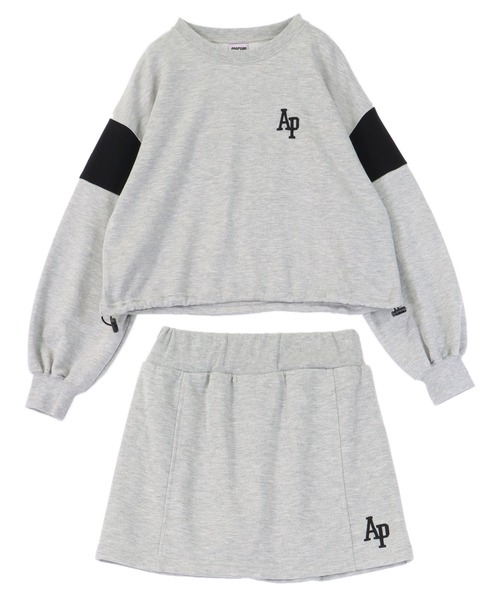 ANAP GｉRL（アナップガール）の「カレッジ トップス × スカート スウェットSET【キッズお揃い】（スウェット・キッズ・ラベンダー/ライトグレー/ブラック・S/M/XS）」の10枚目の写真