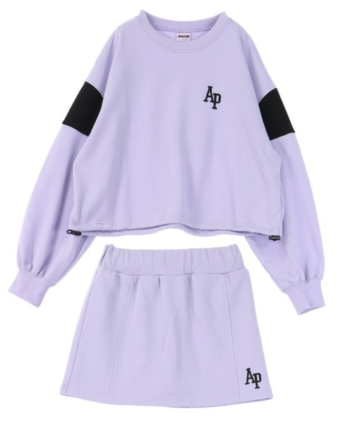 ANAP GｉRL（アナップガール）の「カレッジ トップス × スカート スウェットSET【キッズお揃い】（スウェット・キッズ・ラベンダー/ライトグレー/ブラック・S/M/XS）」の11枚目の写真