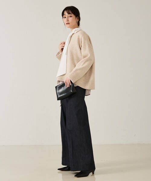 qualite（カリテ）の「カラーミックスクルーネックニット/秋服/冬服（ニット/セーター・レディース・ライトベージュ/ライム/ピンク・フリー）」の16枚目の写真