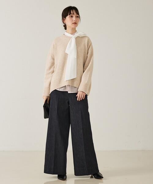 qualite（カリテ）の「カラーミックスクルーネックニット/秋服/冬服（ニット/セーター・レディース・ライトベージュ/ライム/ピンク・フリー）」の18枚目の写真