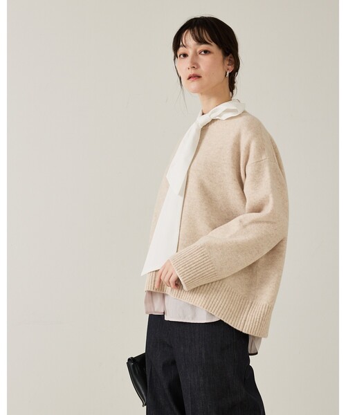 qualite（カリテ）の「カラーミックスクルーネックニット/秋服/冬服（ニット/セーター・レディース・ライトベージュ/ライム/ピンク・フリー）」の19枚目の写真