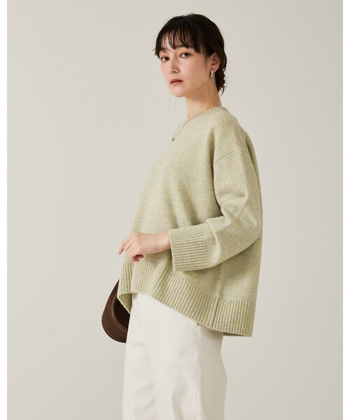 qualite(カリテ)の「カラーミックスクルーネックニット/秋服/冬服(ニット/セーター・レディース・ライトベージュ/ライム/ピンク・フリー)」の21枚目の写真