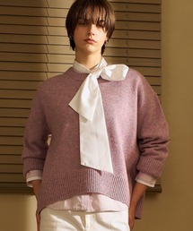 カラーミックスクルーネックニット/秋服/冬服