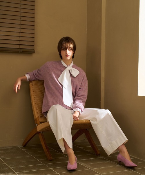 qualite（カリテ）の「カラーミックスクルーネックニット/秋服/冬服（ニット/セーター・レディース・ライトベージュ/ライム/ピンク・フリー）」の5枚目の写真