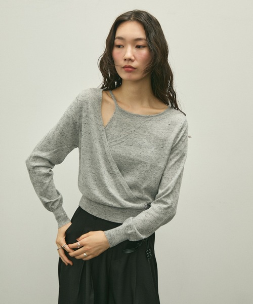 Lutim by u(ルチバイユー)の「Nep yarn wrap cami knit / ネップヤーンラップキャミニット(ニット/セーター・レディース・ブラック/グレー/ブラウン・FREE)」の17枚目の写真