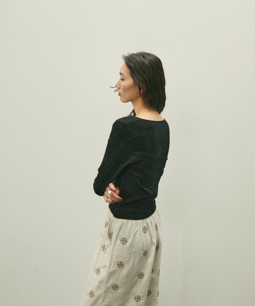 Lutim by u(ルチバイユー)の「Nep yarn wrap cami knit / ネップヤーンラップキャミニット(ニット/セーター・レディース・ブラック/グレー/ブラウン・FREE)」の5枚目の写真