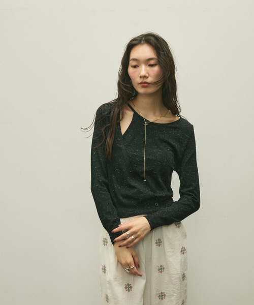 Lutim by u(ルチバイユー)の「Nep yarn wrap cami knit / ネップヤーンラップキャミニット(ニット/セーター・レディース・ブラック/グレー/ブラウン・FREE)」の16枚目の写真
