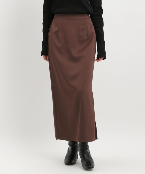 Andemiu(アンデミュウ)の「サテンスリットナロースカート603770(スカート・レディース・ブラウン/ブラック/グレイッシュベージュ・SMALL/MEDIUM)」の12枚目の写真