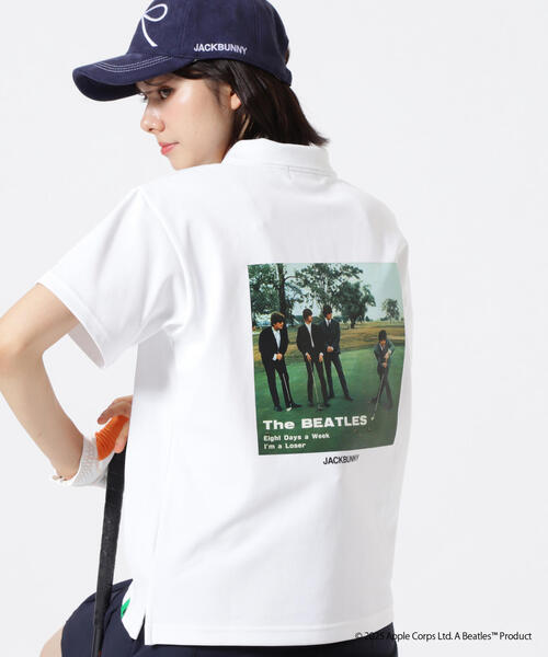 Jack Bunny!!（ジャックバニー）の「【Jack Bunny!!】【The BEATLES ×Jack Bunny!!】メッシュ天竺 半袖ポロシャツ（ポロシャツ・レディース・ブラック/ホワイト/グリーン・SMALL/MEDIUM/LARGE）」の2枚目の写真