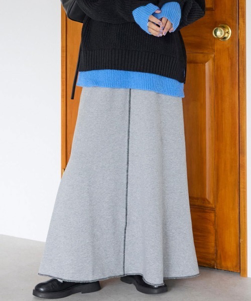 pocket（ポケット）の「【ZOZO先行発売】配色ステッチスウェットロングスカート（スカート・レディース・チャコールグレー/杢グレー・FREE）」の2枚目の写真
