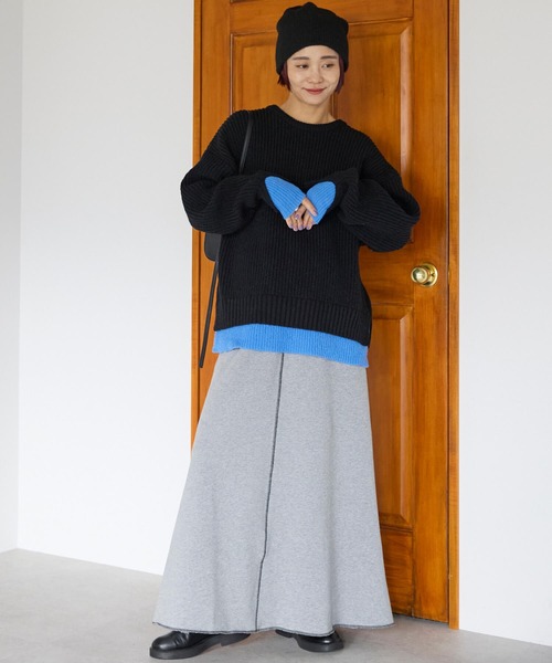 pocket（ポケット）の「【ZOZO先行発売】配色ステッチスウェットロングスカート（スカート・レディース・チャコールグレー/杢グレー・FREE）」の4枚目の写真