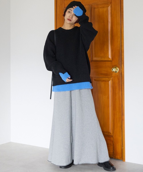 pocket（ポケット）の「【ZOZO先行発売】配色ステッチスウェットロングスカート（スカート・レディース・チャコールグレー/杢グレー・FREE）」の5枚目の写真
