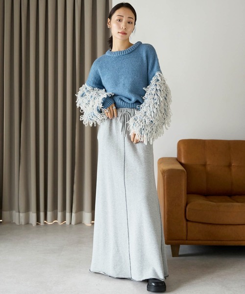 pocket（ポケット）の「【ZOZO先行発売】配色ステッチスウェットロングスカート（スカート・レディース・チャコールグレー/杢グレー・FREE）」の19枚目の写真