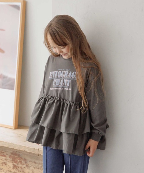 セール】ロゴドッキングチュニック/599758（Tシャツ/カットソー