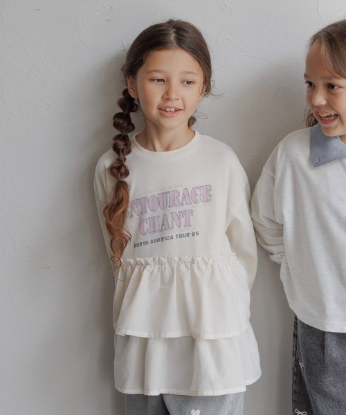 GLOBAL WORK(グローバルワーク)の「ロゴドッキングチュニック/599758(Tシャツ/カットソー・キッズ・アイボリー/サックスブルー/チャコールグレー・130cm/140cm/150cm/160cm)」の15枚目の写真