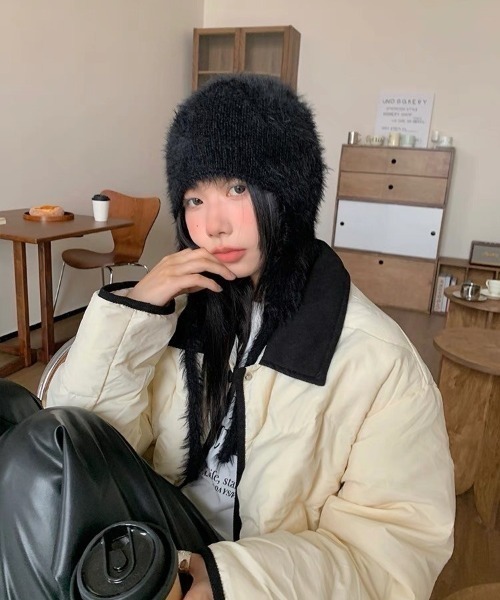 UP START（アップスタート）の「【LAMPOON】シャギーニットキャップ（ニットキャップ/ビーニー・レディース・ブラック/サックスブルー/ホワイト・FREE）」の3枚目の写真