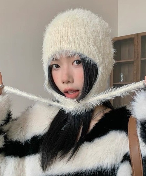 UP START（アップスタート）の「【LAMPOON】シャギーニットキャップ（ニットキャップ/ビーニー・レディース・ブラック/サックスブルー/ホワイト・FREE）」の8枚目の写真