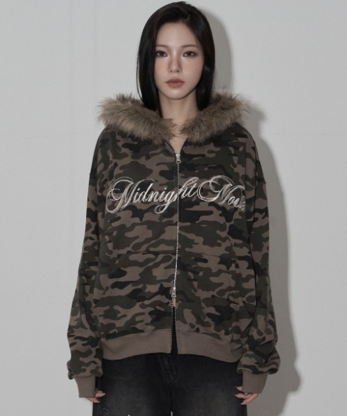 Midnight Move(ミッドナイトムーブ)の「A'GEM/9 × .kom 『MIDNIGHT MOVE/ミッドナイトムーブ』camo hair zip up/カモフラファージップアップパーカー(パーカー・レディース・カーキ/グレー・FREE)」の18枚目の写真