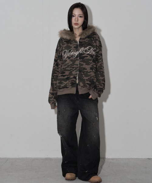 Midnight Move(ミッドナイトムーブ)の「A'GEM/9 × .kom 『MIDNIGHT MOVE/ミッドナイトムーブ』camo hair zip up/カモフラファージップアップパーカー(パーカー・レディース・カーキ/グレー・FREE)」の10枚目の写真