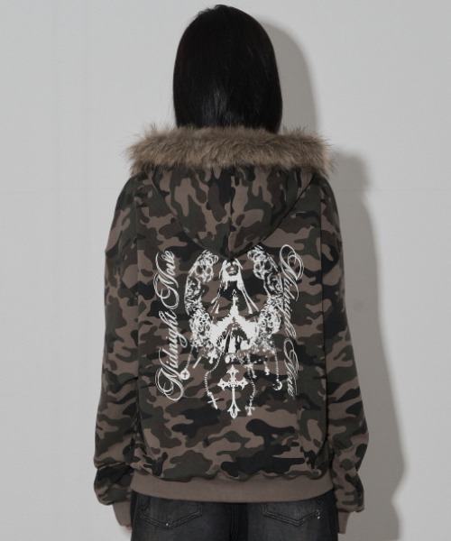 Midnight Move(ミッドナイトムーブ)の「A'GEM/9 × .kom 『MIDNIGHT MOVE/ミッドナイトムーブ』camo hair zip up/カモフラファージップアップパーカー(パーカー・レディース・カーキ/グレー・FREE)」の8枚目の写真