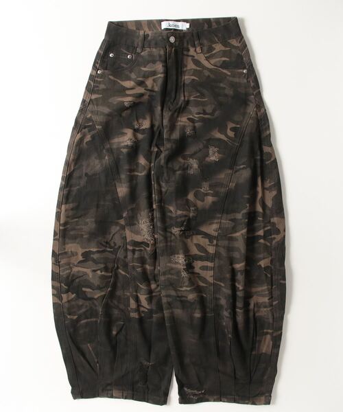 .KOM(ドットコム)の「A'GEM/9 × .kom 『.KOM/ドットケーオーエム』 Camo Distressed Cargo Pants/迷彩柄 ダメージカーゴパンツ(カーゴパンツ・レディース・カモフラージュ/グリーン・M/S)」の6枚目の写真