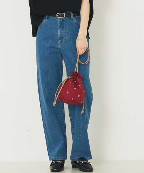 abahouse mavie（アバハウスマヴィ）の「ハートビーズ刺繍巾着（ショルダーバッグ・レディース・ブラック/ライトグレー/レッド・フリー）」の12枚目の写真